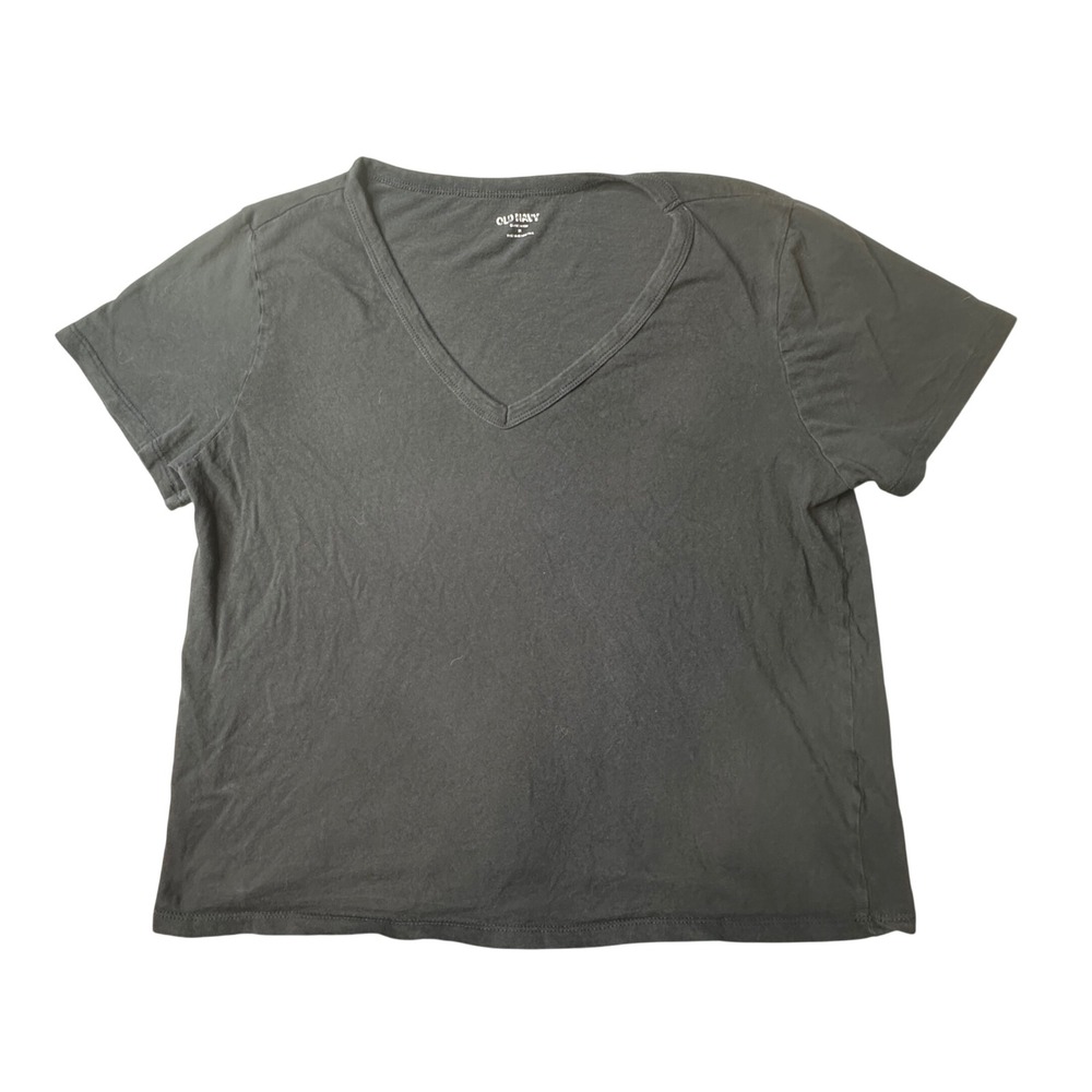 Old Navy T-Shirt Womens M Black EveryWear V-Neck Short Sleeve 100% Cotton Tee‎
